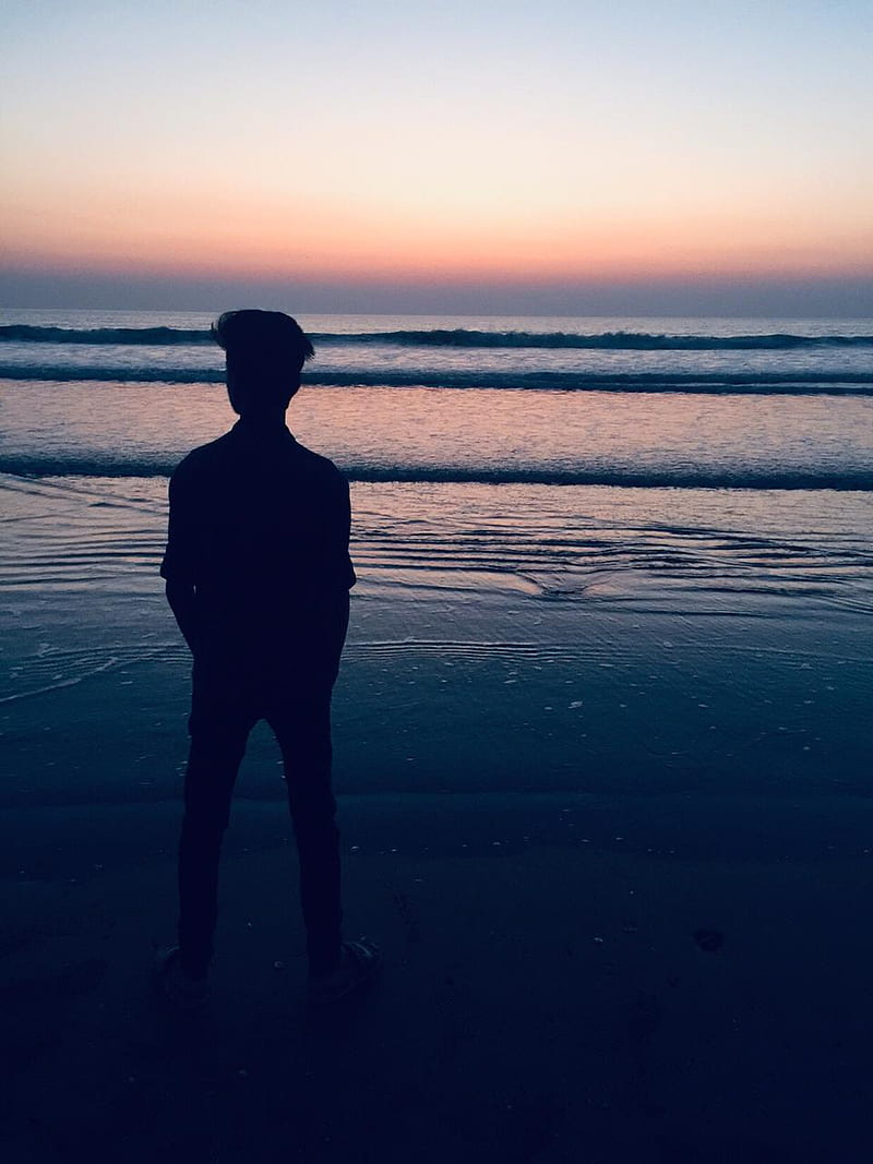 Alone boy, beach, sunset, HD phone wallpaper | Peakpx