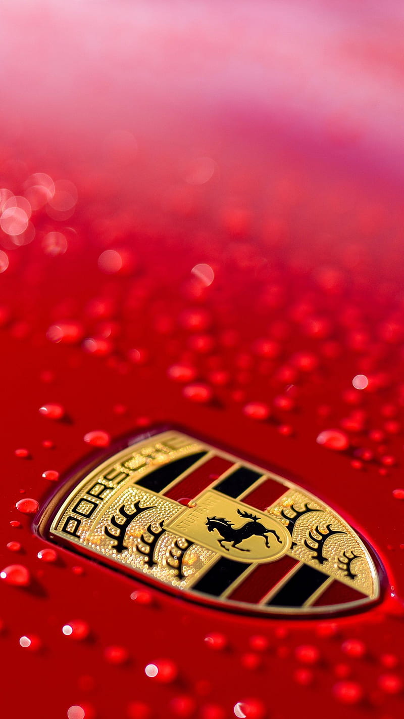 Porsche Red Logo , car logo, brand logo, HD phone wallpaper