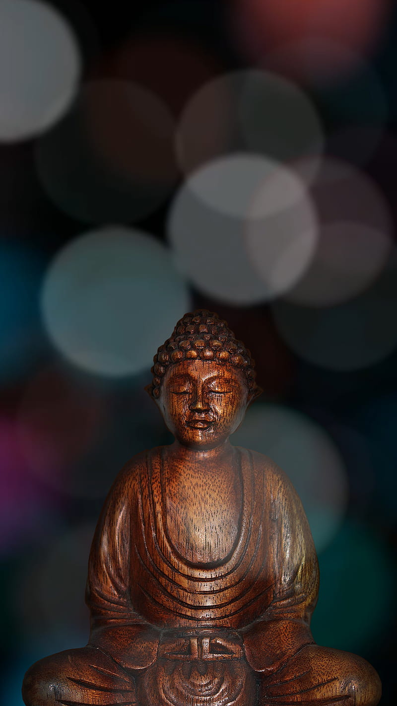 buddha bokeh, colorful, colors, lights, meditation, spirit, spiritual, zen, HD phone wallpaper