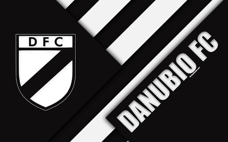 Danubio FC Uruguayan football club, logo, material design, white black abstraction, Danubio emblem, Uruguayan Primera Division, Montevideo, Uruguay, football, HD wallpaper