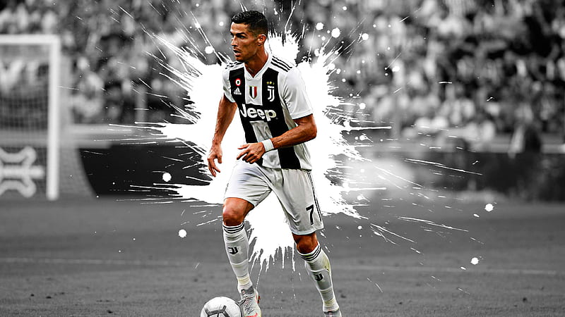 Cristiano Ronaldo CR7 Is Wearing White Black Sports Dress In Blur Stadium Background Cristiano Ronaldo, HD wallpaper