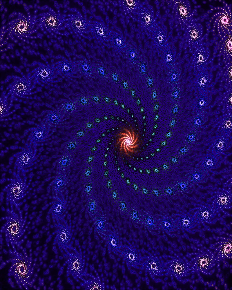 fractal, vortex, twisted, blue, glow, HD phone wallpaper