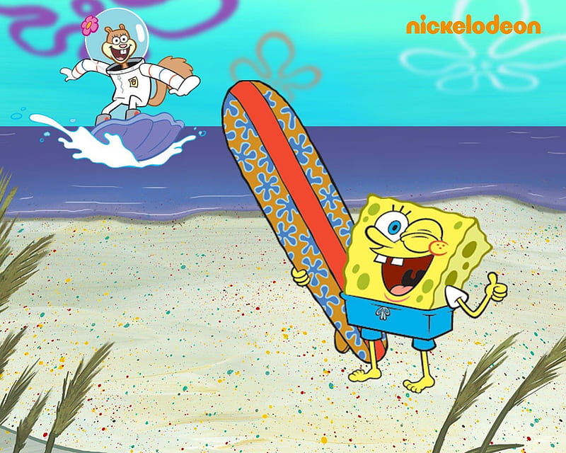 Spongebob Squarepants, Squarepants, Cartoon, Surfing, Nickelodeon, Sandy,  Spongebob, HD wallpaper | Peakpx
