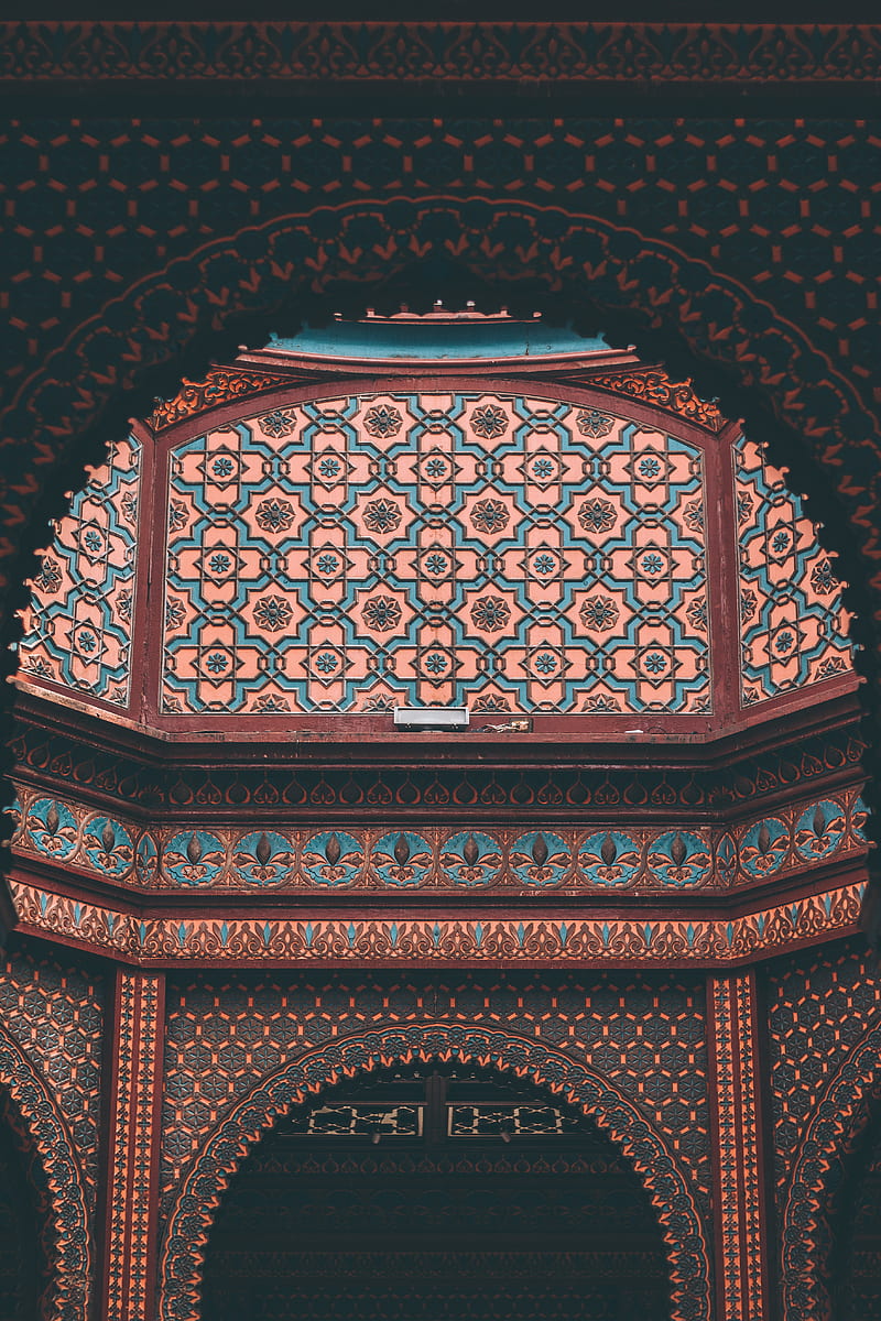teal and pink dome interior, HD phone wallpaper