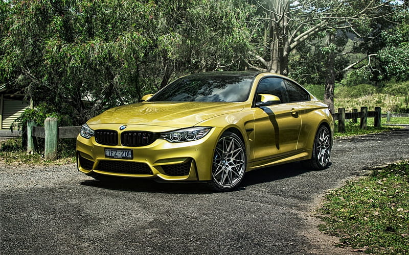 BMW M4 Coupe, 2016, F82, Gold M4, German cars, sports car, BMW, HD wallpaper