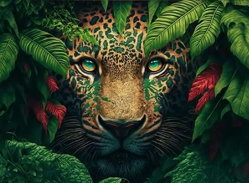 Digital fantasy jaguar, Mammals, Jaguar, zoology, Digital, Animals, HD wallpaper
