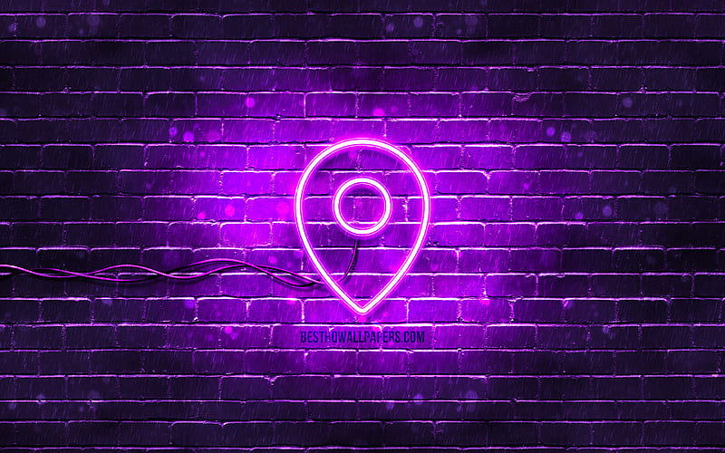 Map Pointer neon icon violet background, neon symbols, Map Pointer, creative, neon icons, Map Pointer sign, computer signs, Map Pointer icon, computer icons, HD wallpaper