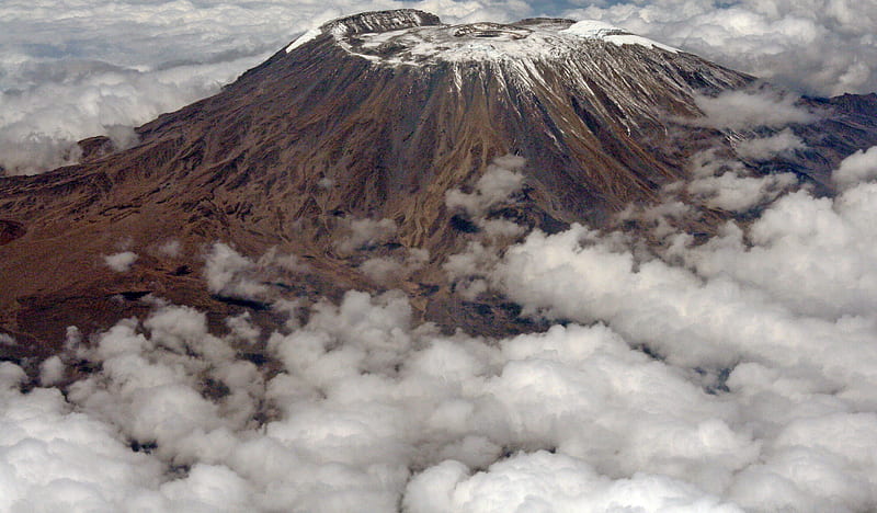 Kilimanjaro wrapped in clouds, Kenya, Africa, mountain, snow, clouds, africa, kilimanjaro, HD wallpaper