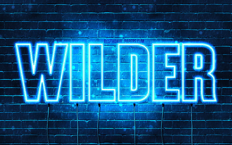 Wilder with names, horizontal text, Wilder name, blue neon lights, with Wilder name, HD wallpaper