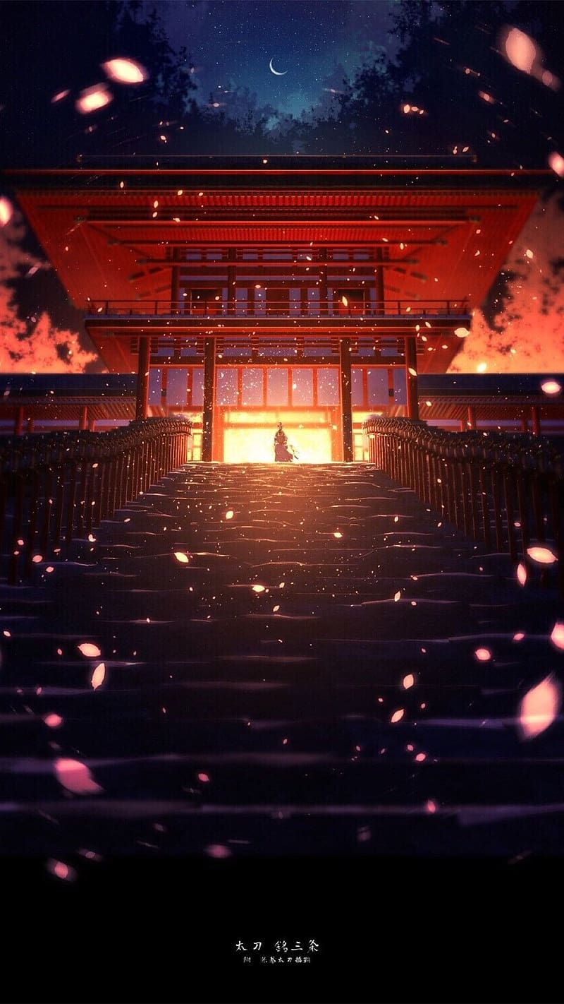 Anime Scenery Japan Temple, anime scenery, japan temple, light, animation, HD phone wallpaper