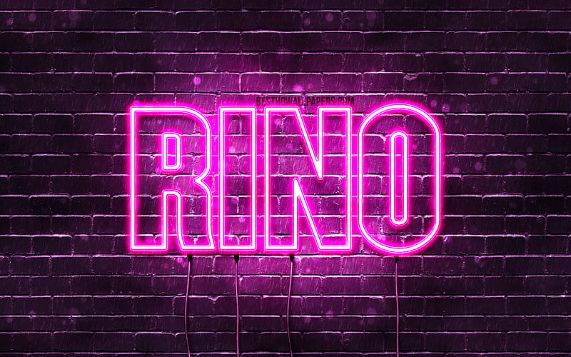 Rino with names, female names, Rino name, purple neon lights, Happy Birtay Rino, popular japanese female names, with Rino name, HD wallpaper