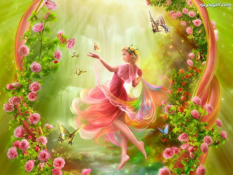 Rose Garden Fantasy, fantasy, young, rose, garden, lady, HD wallpaper |  Peakpx