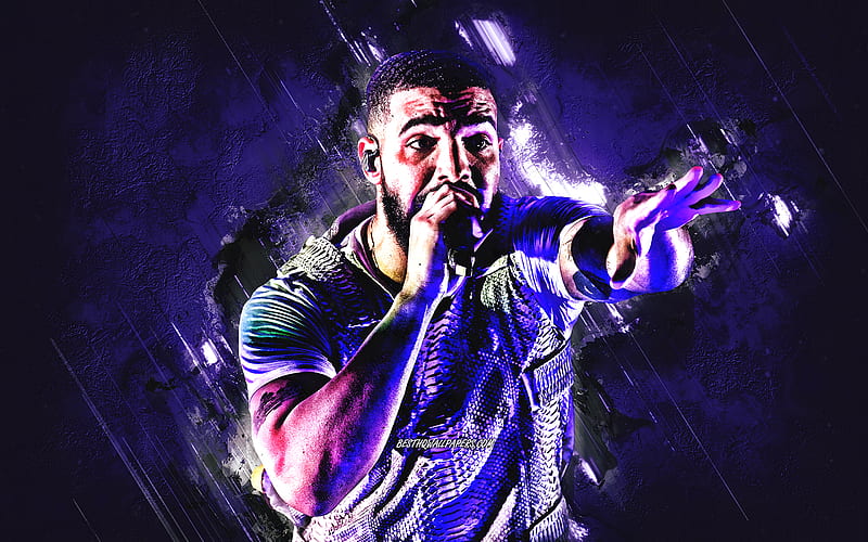 Drake, portrait, canadian singer, purple stone background, popular singers, Aubrey Drake Graham, HD wallpaper
