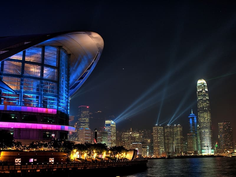 Cities, Night, City, Building, Light, Cityscape, China, Hong Kong, HD wallpaper