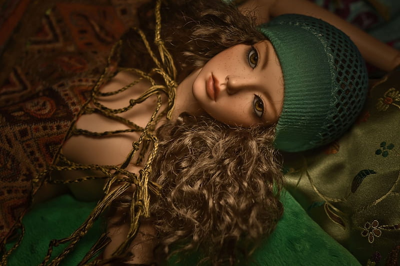 Doll, girl, papusa, toy, winter, hat, HD wallpaper