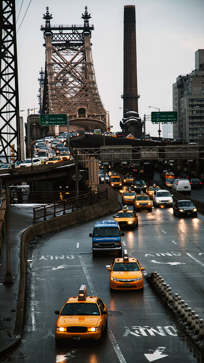 city traffic, carros, city, landscape, rain, traffic, HD phone wallpaper