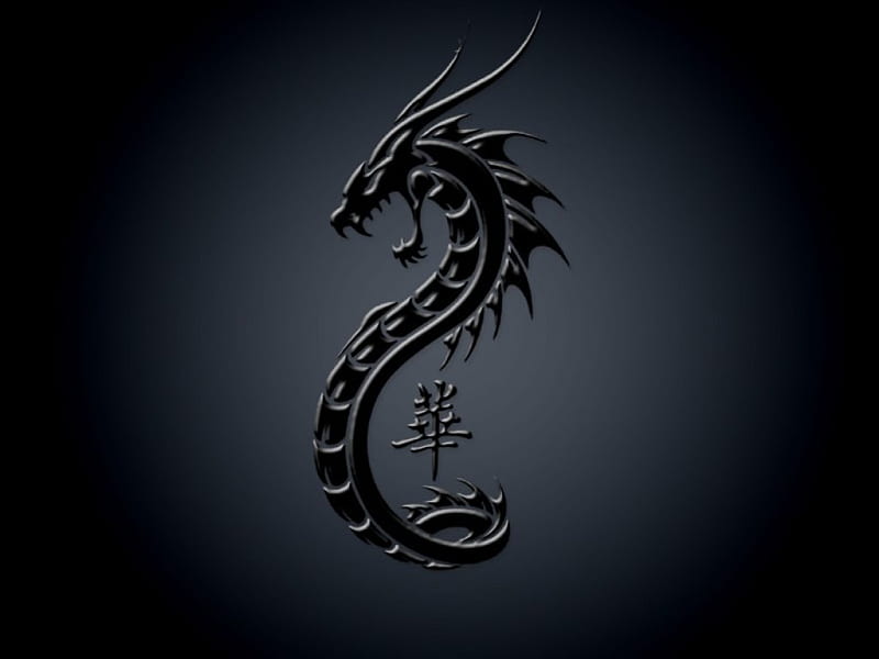 Dark Dragon, black, symbol, dragon, dark, HD wallpaper | Peakpx