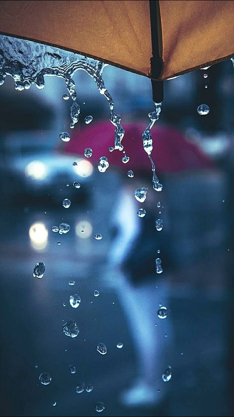 Rainy Day, autumn, blue, drops, rain drops, s7, s8, sad, umbrella, HD phone wallpaper
