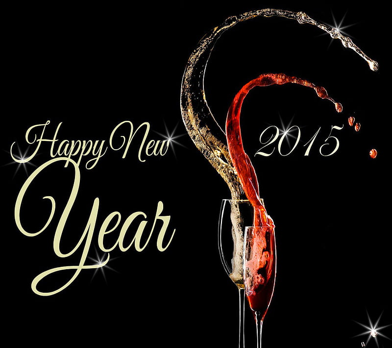new year, 2015, champagne, happy, sparkle, toast, wine, HD wallpaper
