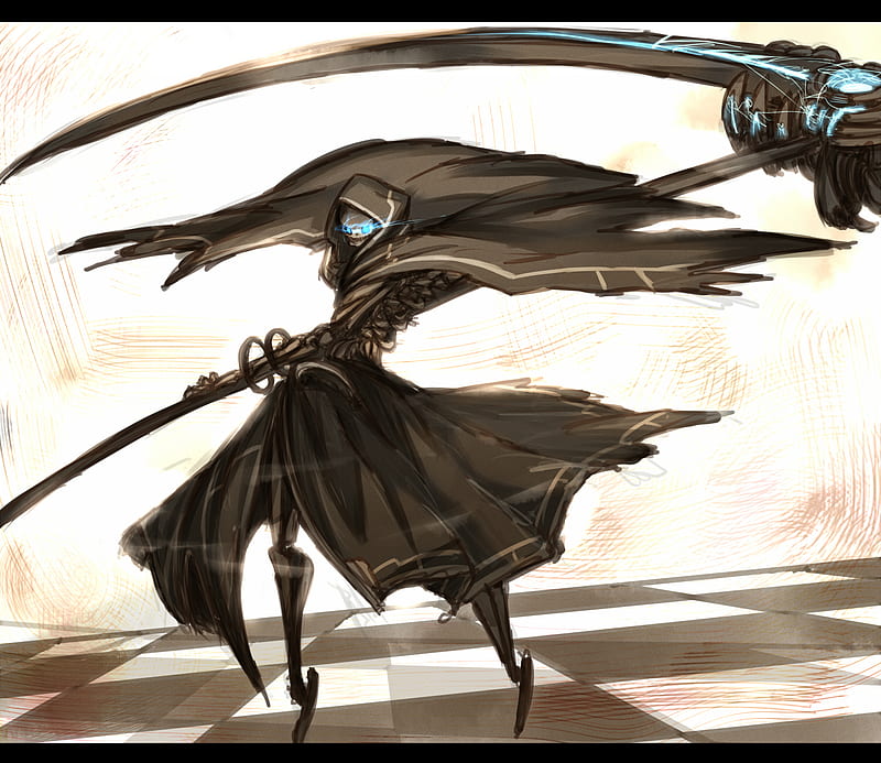 Grim Reaper, male, cool, anime, scythe, weapon, mask, HD wallpaper