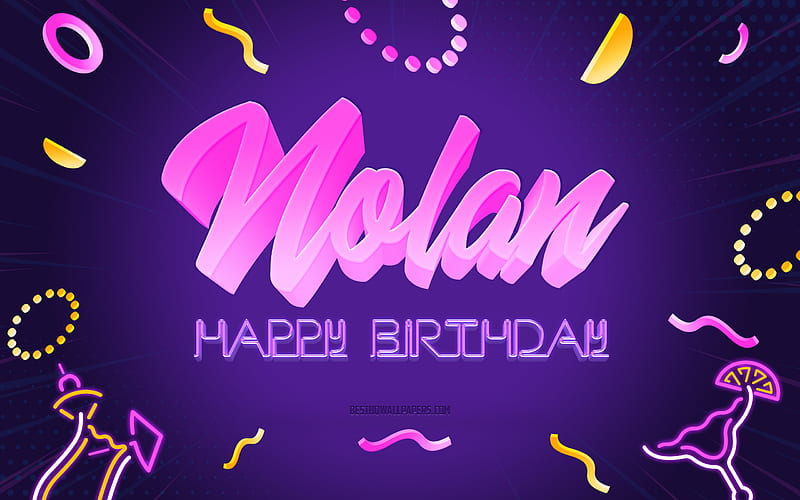 Happy Birtay Nolan, Purple Party Background, Nolan, creative art, Happy Nolan birtay, Nolan name, Nolan Birtay, Birtay Party Background, HD wallpaper