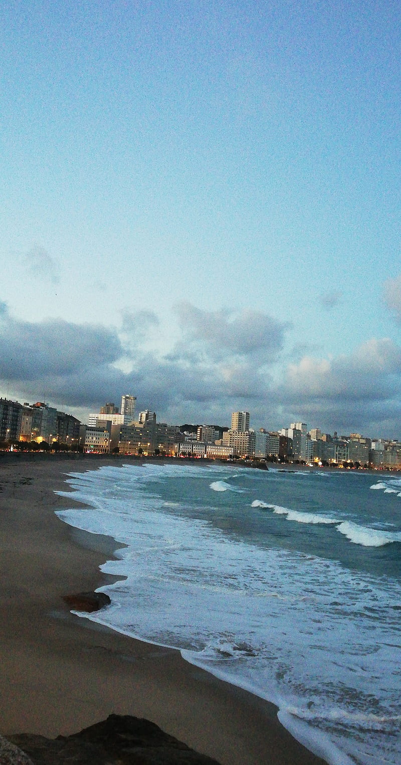 A Coruna, beach, galicia, galiza, spain, HD phone wallpaper