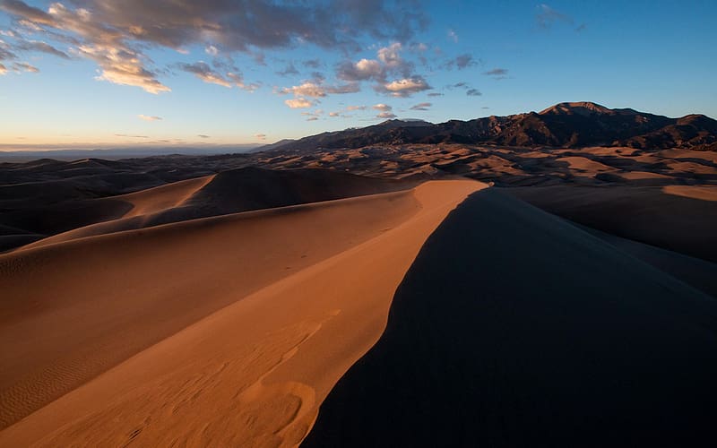 Great Sand Dunes National Park, Colorado, clouds, landscape, sky, usa, hills, HD wallpaper