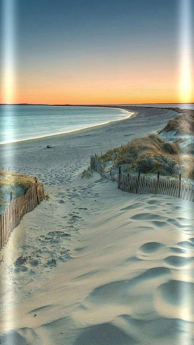 nature, beach, edge, landscape, samsung, sea, sky, sunset, HD phone wallpaper