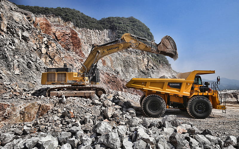 LiuGong CLG 970E, LiuGong SGR50C, 2021 excavators, construction machinery, excavator in career, special equipment, excavators, construction equipment, LiuGong, HD wallpaper