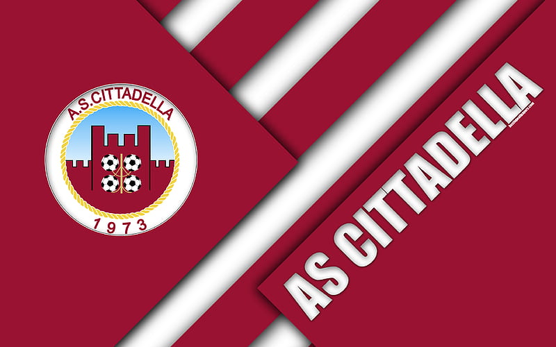 AS Cittadella material design, logo, red white abstraction, emblem, Italian football club, Cittadella, Italy, Serie B, HD wallpaper