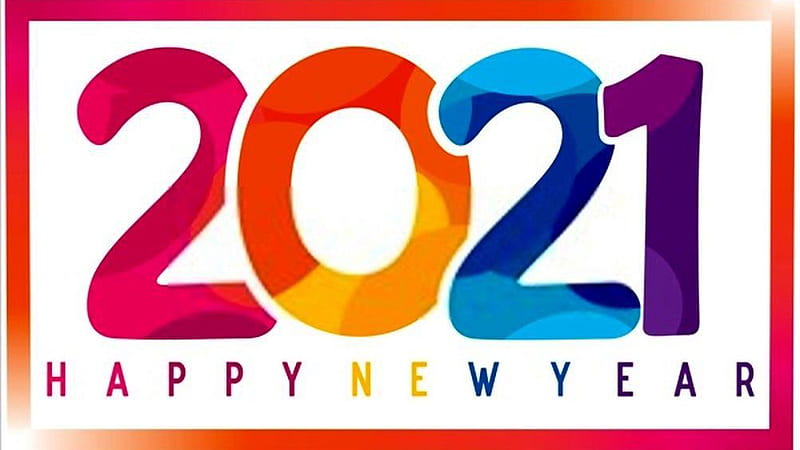 Colorful Happy New Year 2021 Words With White Background Happy New Year 2021, HD wallpaper