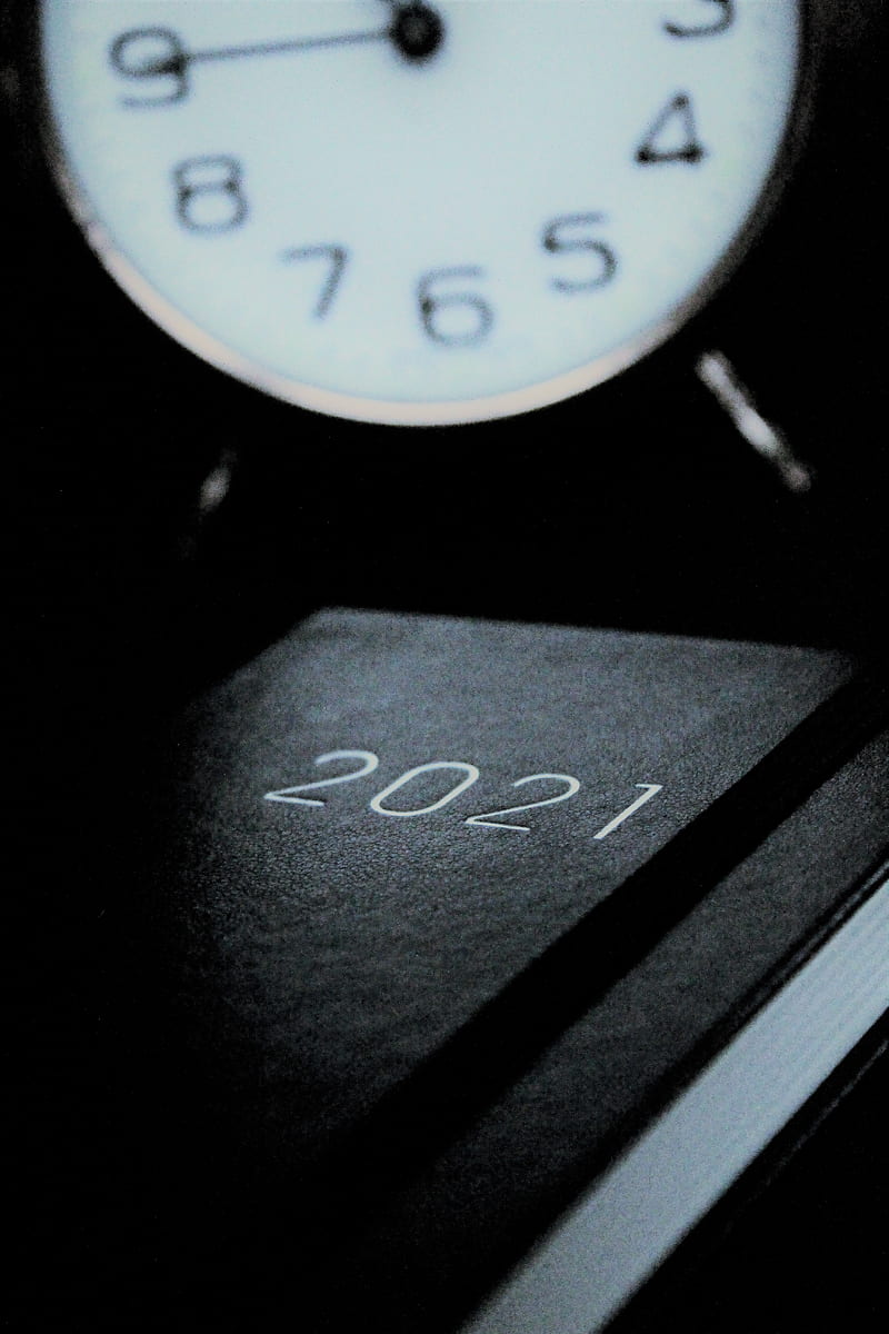 2021, notepad, inscription, clock, HD phone wallpaper