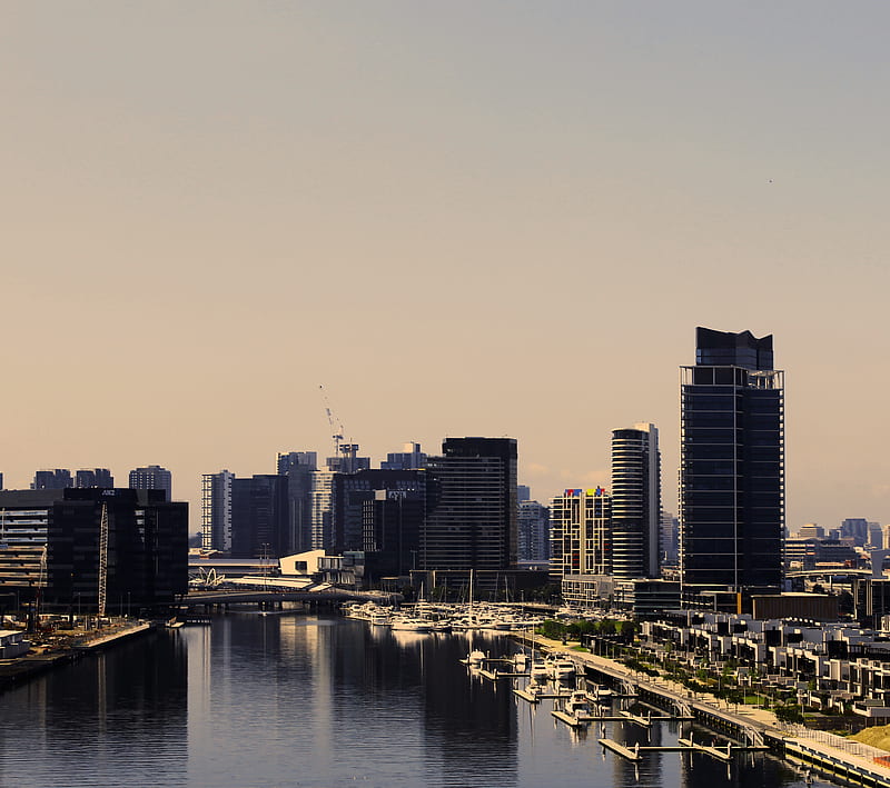 Melbourne, buildings, cbd, sunset, HD wallpaper