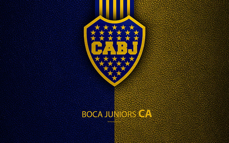 Club Atletico Boca Juniors logo, La Boca, Buenos Aires, Argentina, leather texture, football, BJ, Argentinian football club, Boca Juniors FC, emblem, Superliga, Argentina Football Championships, First Division, HD wallpaper