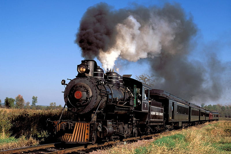 Train Steam Locomotive Rails Railroad, track, steam, train, engine, HD wallpaper