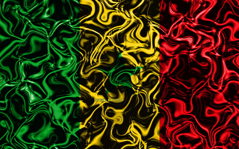 Flag of Senegal, abstract smoke, Africa, national symbols, Senegalese flag, 3D art, Senegal 3D flag, creative, African countries, Senegal, HD wallpaper