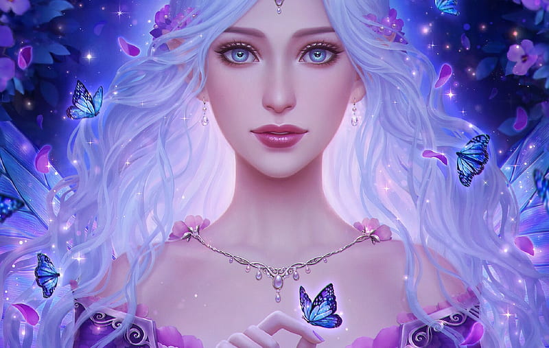 Fantasy, Elf, Aqua Eyes, Face, Girl, White Hair, Woman, HD wallpaper
