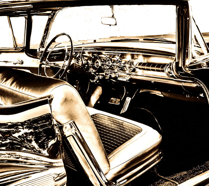 chevy interior, dashboard, impala, HD wallpaper