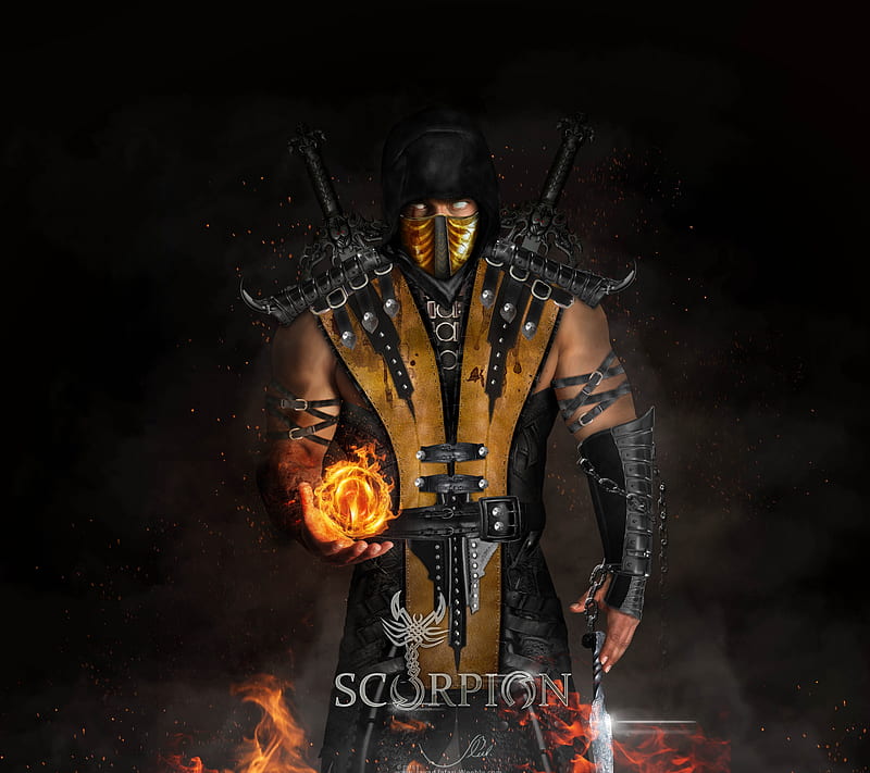 Scorpion, fighter, fire ball, mk, mortal kombat, HD wallpaper