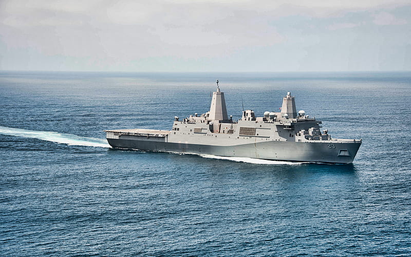 USS Anchorage, LPD-23, sea, amphibious transport dock, United States Navy, US army, battleship, US Navy, San Antonio-class, USS Anchorage LPD-23, HD wallpaper