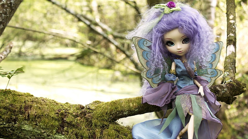 Fairy Girl Toy With Purple Hair Doll, HD wallpaper