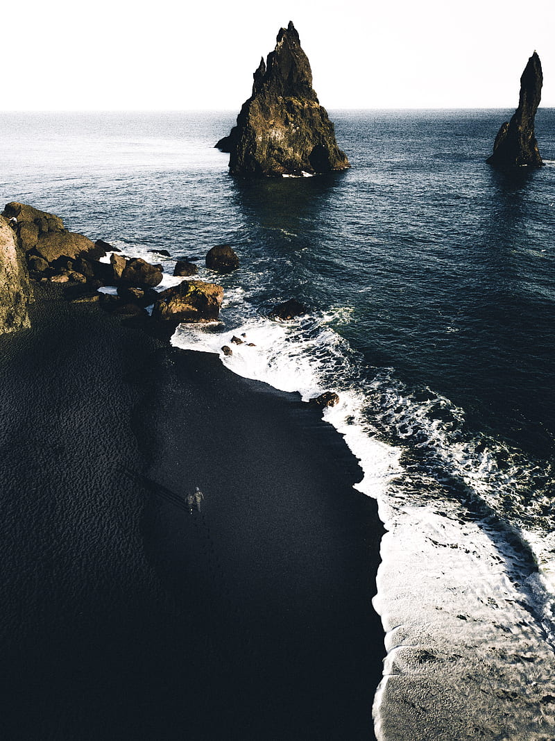 brown cliffs on ocean, HD phone wallpaper