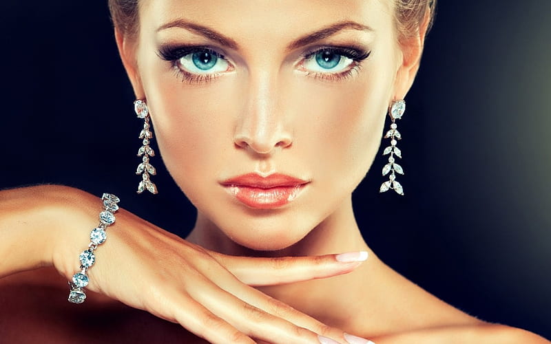 Beauty Girl Model Hand Jewel Face Woman Blue Eyes Hd Wallpaper Peakpx