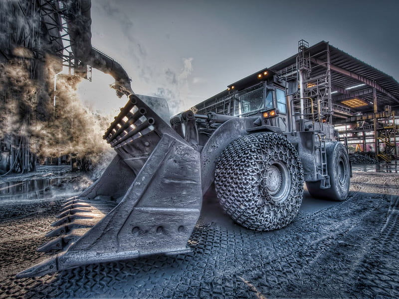 cool construction site, building, vehicle, tractor, lift, chains, manmade, HD wallpaper