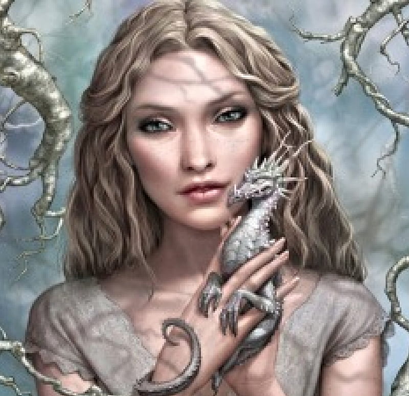 Little Dragon, pretty, Dragon, Woman, Fantasy, HD wallpaper Little Dragon, pretty, Dragon, Woman, Fantasy, HD wallpaper