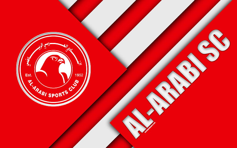 Al-Arabi SC Doha, Qatar, red white abstraction, Al-Arabi logo, material design, Qatar football club, Qatar Stars League, Q-League, Premier League, HD wallpaper