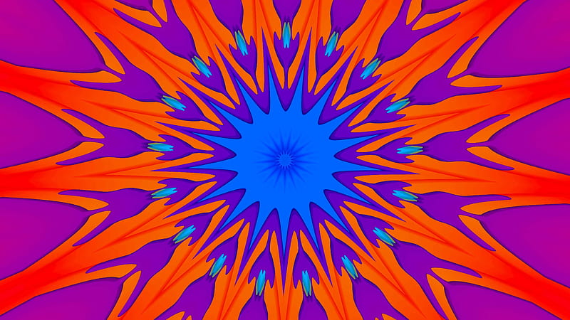 orange blue purple artistic colors digital art kaleidoscope abstract, HD wallpaper