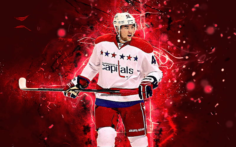 Tom Wilson, hockey players, Washington Capitals, NHL, hockey stars, Wilson, hockey, neon lights, HD wallpaper