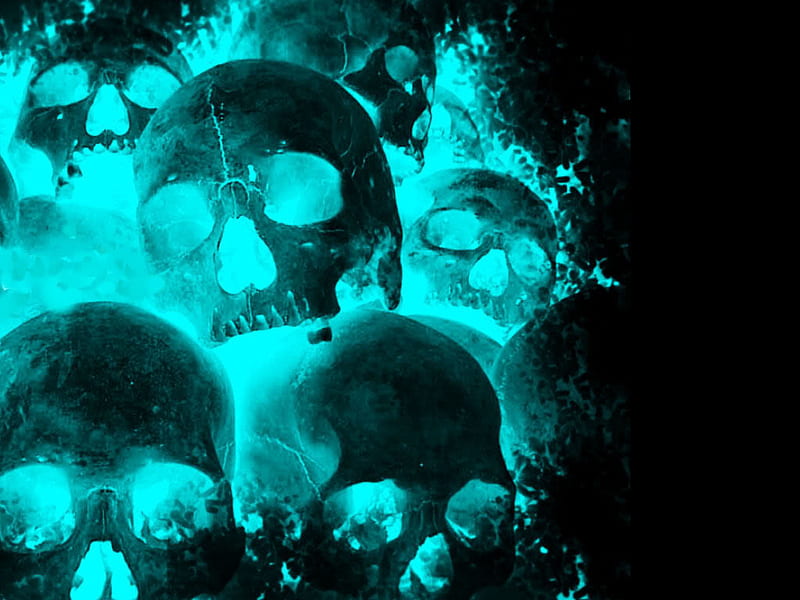 Glowing Skulls, art, 3d, glow, cg, scary, evil, abstract, skull, HD wallpaper