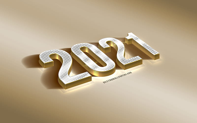 2021 Gold 3D background, 2021 New Year, gold background, creative 3D art, 2021 concepts, diamond letters, 2021 precious metals background, HD wallpaper